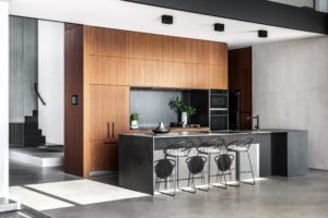 A sustainable home with concrete floors and walls.