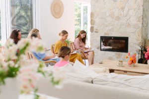 An Instagram workshop being held in a lounge room.