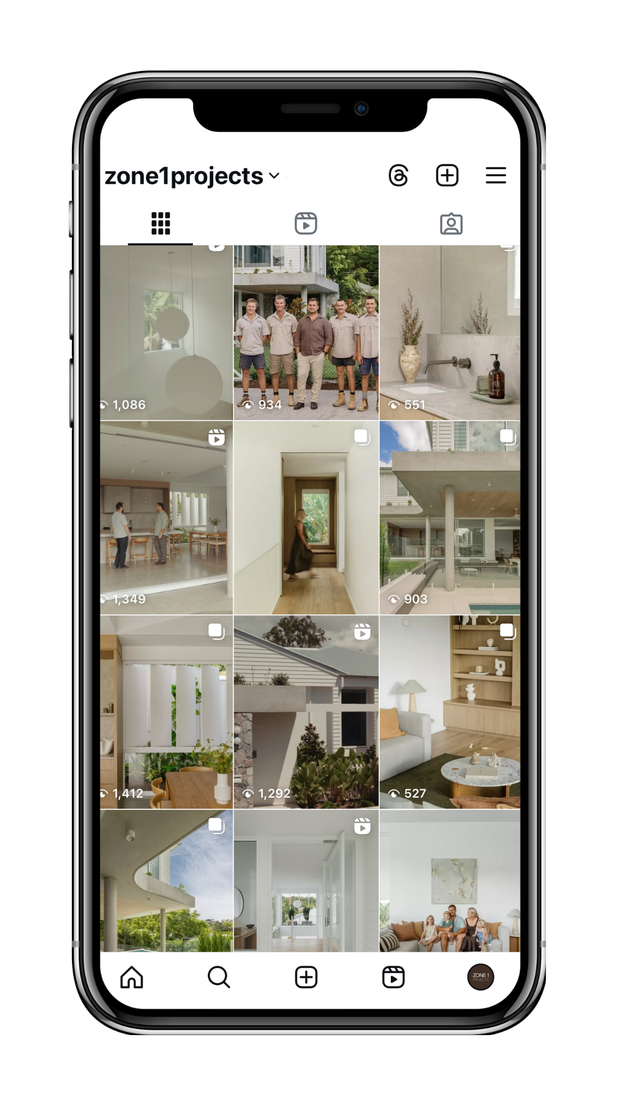 Zone-1-Socials A screenshot of a builders Instagram feed.
