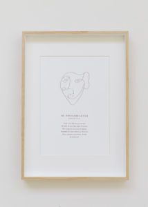 A Be Wholehearted Mantra Print in an oak frame.