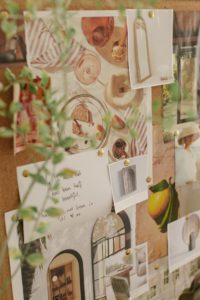 A inspiration board full of images.